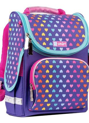 Рюкзак шкільний каркасний smart pg-11 rainbow hearts , фіолето...