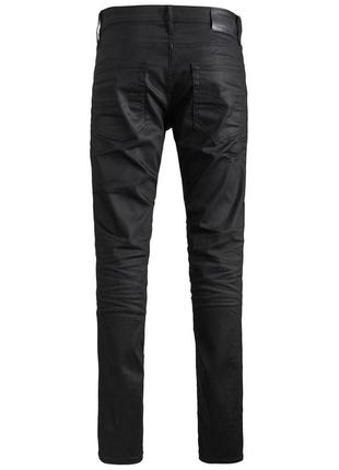 Щільні джинси jack & jones tim 220 coated slim straight fit black jeans2 фото