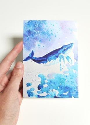 Набір з трьох авторських листівок: кит, мандала, півонія2 фото