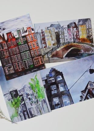 Набір листівок "амстердам". 4 штуки. формат а6