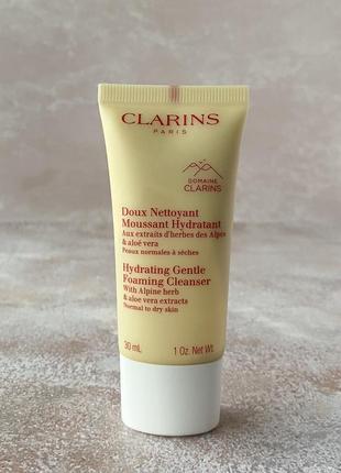 Clarins - hydrating gentle foaming cleanser with alpine herbs & aloe vera extracts - засіб для вмивання, 30 ml