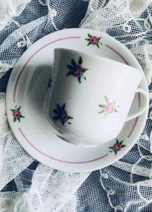 🔥 чашки 🔥 з блюдцями вінтажні порцелянові з трояндами2 фото