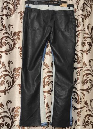 Mnml b417 брюки кожаный деним-клеш черно/синий.38.6 фото