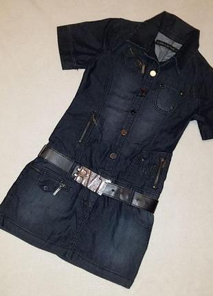 Модное платье из коттона revolt jeans на девушку с ремнем и авоськой в подарок2 фото