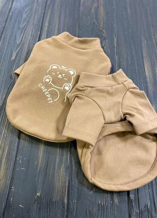 Гольф для собак cheepet c мишкой на спинке, коричневый