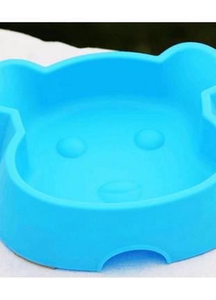 Миска пластиковая для собак и кошек multibrand "мишка"  голубая3 фото