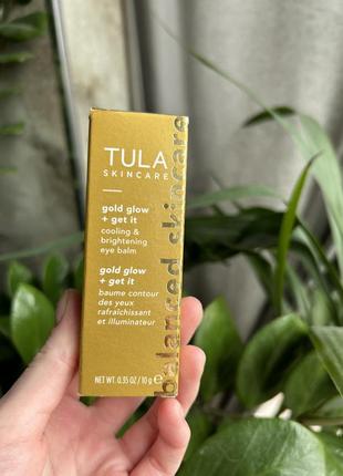 Крем для очей tula skincare gold glow + get it cooling & brightening eye balm 0.35 oz / 10 g2 фото