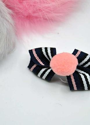 Заколка для собак cheepet  полосатик с шариком, синяя 5см