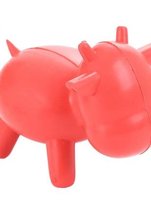 Іграшка для собак скрипучий бичок гумовий пуллер, червоний 10 см