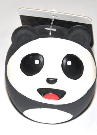 Игрушка для собак elite панда мячик латексная со звуком, черная 9см1 фото