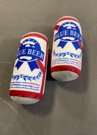 Іграшка для собак blue beer плюшева з пискавками у формі бляшанки з пивом, біла