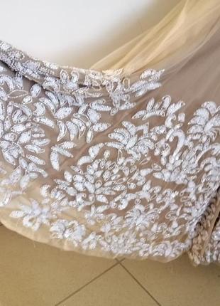 Эксклюзивное премиум платье с роскошной вышивкой бисером и пайетками5 фото