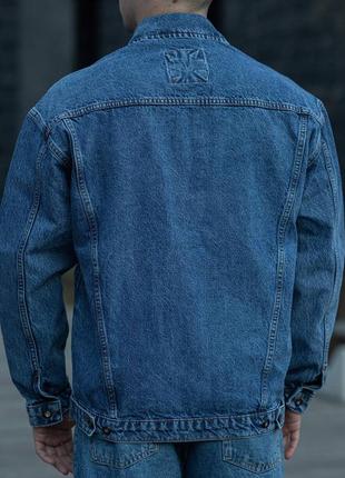 Чоловіча легка джинсова куртка оверсайз преміум якості синя весна жакет5 фото