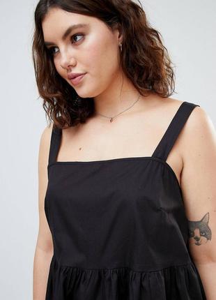 Хлопковая блуза майка с баской черная asos design curve размер 382 фото