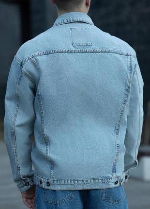 Мужская легкая джинсовая куртка оверсайз премиум качества голубая весна жакет6 фото