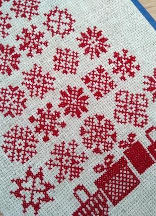 Блокнот с вышитой новогодней елочкой из снежинок. двусторонняя обложка.2 фото