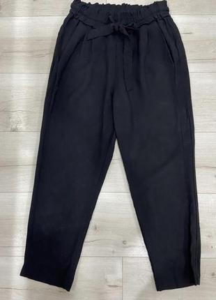 Zara летние брюки черные высокая посадка