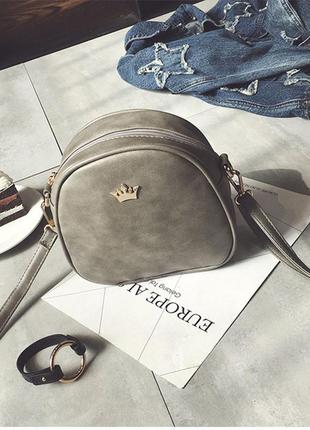 Жіноча сумка через плече crown корона сіра, жиноча сумочка, клатч1 фото