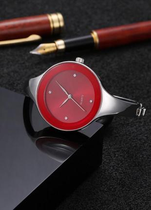 Жіночий годинник браслет kimio 16 см червоний циферблат2 фото