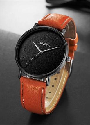 Жіночий годинник geneva classic steel watch чорний із коричнев...