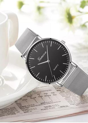 Жіночий годинник geneva classic steel watch срібло, жиночий на...