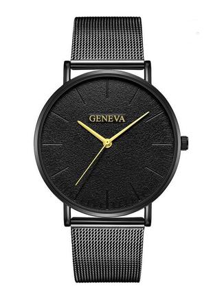 Жіночий годинник geneva classic steel watch чорний із золотим,...