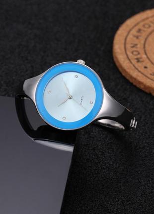 Жіночий годинник браслет kimio 16 см блакитний циферблат2 фото