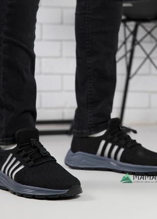 Літні чоловічі кросівки сітка чорні2 фото