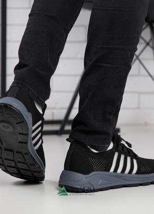 Літні чоловічі кросівки сітка чорні3 фото