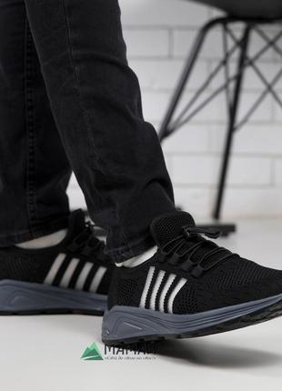 Літні чоловічі кросівки сітка чорні5 фото