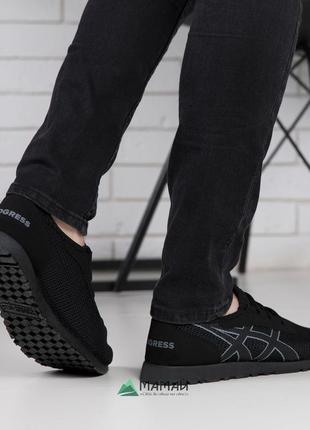 Літні чоловічі кросівки сітка чорні8 фото