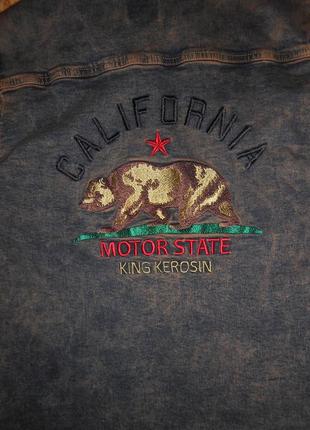 Байкерская джинсовая куртка king kerosin california motor state4 фото
