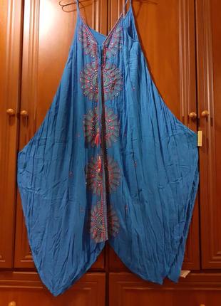 Пляжное сарафан платье жатка вышивка бохо2 фото
