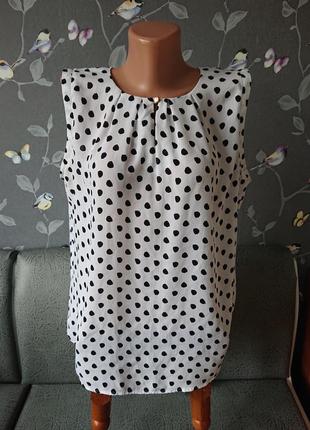 Блуза в горох свободного фасона большой размер 50/52 блузка блузочка6 фото