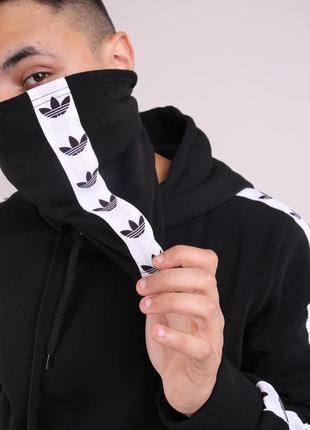 Бафф adidas чёрный с лампасом женский / мужской / шарф / маска для лица