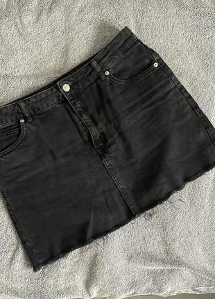 Черная джинсовая мини юбка юбка2 фото