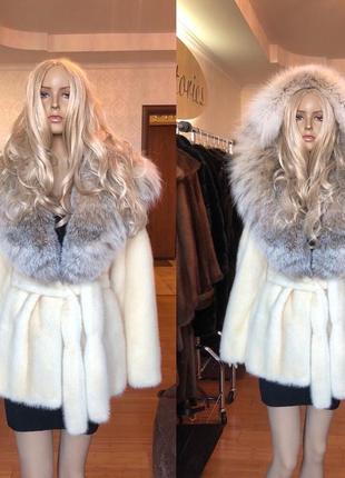 Норковая шуба капюшон кобра рысь emfasi