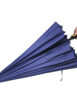 Зонт трость lesko t-1001 dark blue 24 спиці вітрозахисний одно...2 фото