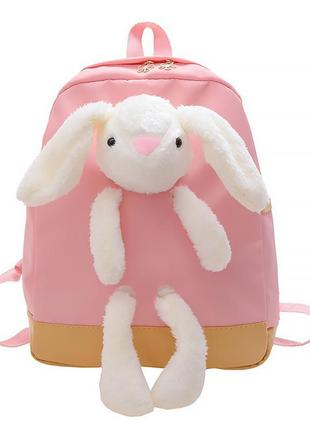 Дитячий рюкзак lesko a-7757 bunny pink на одне відділення з ре...