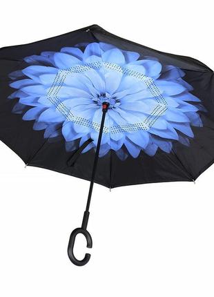Зонт lesko up-brella квітка синій новинка моди двустронний пар...