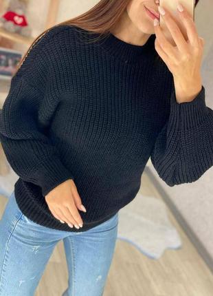Жіночий стильний повсякденний теплий в'язаний светр оверсайз