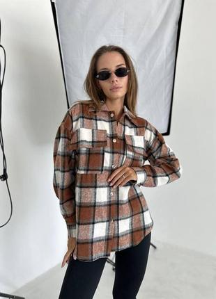 Жіноча осінній повсякденний теплий кашемірова сорочка в карту