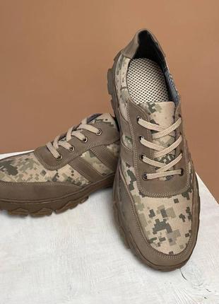 Тактичні військові кросівки з натуральної шкіри зі вставками к...
