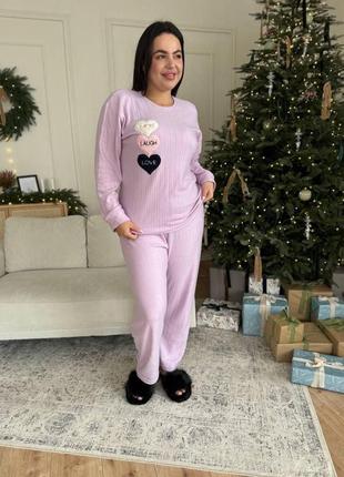 Жіноча тепла піжама/одяг для дому кофта та штани на флісі