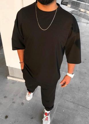 Комплект футболки + штани (чорний) оверсайз чоловічий літній