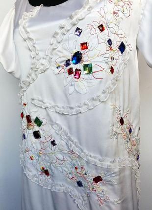 Перцена. стильное платье, цветная вышивка и камни. новое, р. s, m4 фото