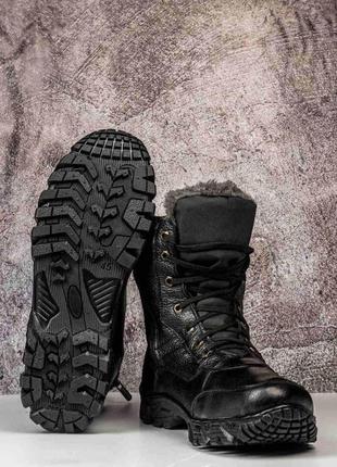 Берці зимові чорні з замочком армійські черевики військові зсу