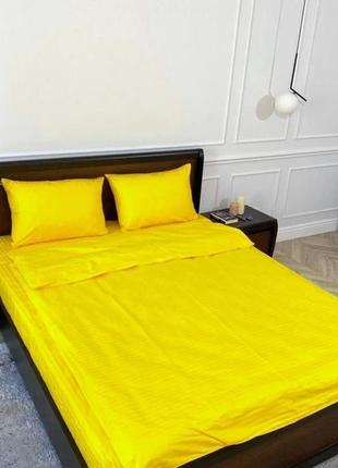 Комплект постільної білизни satin stripe yellow 100% бавовна 2...
