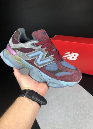 Женские кроссовки new balance 9060 голубые с бордовым