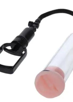 Помпа чоловіча з ручним насосом з трьома чорними манжетами міц...